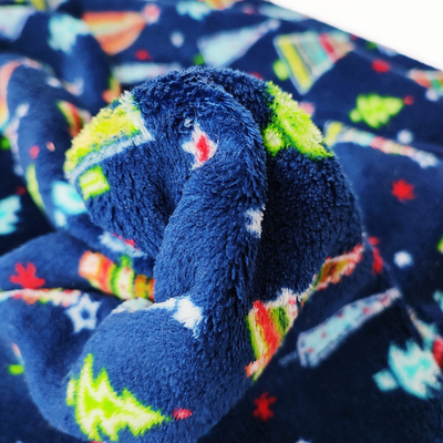 De kerstboom Gedrukte Dubbele Zijpolyester van Coral Flannel Fleece Fabric Warmly