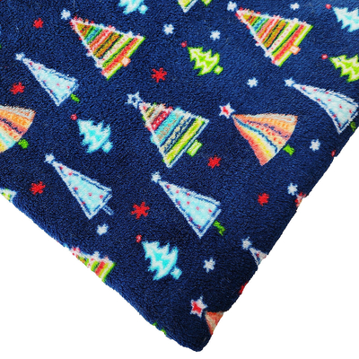 De kerstboom Gedrukte Dubbele Zijpolyester van Coral Flannel Fleece Fabric Warmly