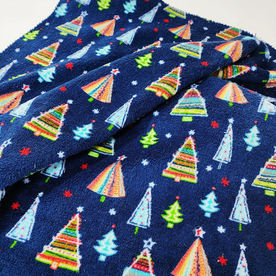 De kerstboom Gedrukte Dubbele Zijpolyester van Coral Flannel Fleece Fabric Warmly