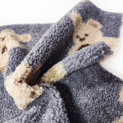Teddy Bear Sherpa Fleece Fabric 330 Gsm 100% Polyester draagt Gedrukt
