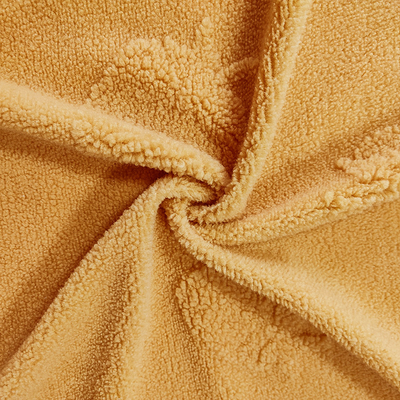 Afwijking Gebreide Sherpa-de Polyester Gele Jacquard van de Vachtstof 100% voor Kledingstuk