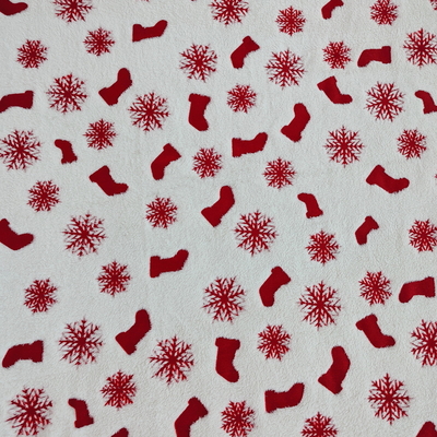 Het Flanelstof van de afwijkingspolyester met Rode Folie 270GSM voor Kerstmiskledingstuk dat met een laag wordt bedekt