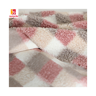 Plaid Gedrukte Sherpa-Vachtstof 300gsm voor de Handtas van Stofferingshometextile