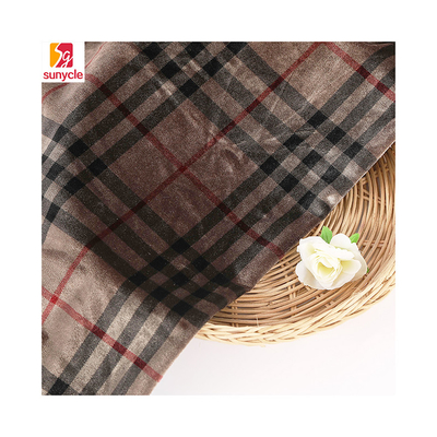 Gevormde het Fluweelstof 240gsm van de koffiekleur Plaid voor Pillowslip-Gordijnbroek