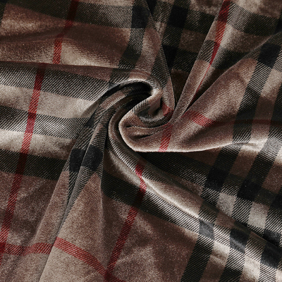 Gevormde het Fluweelstof 240gsm van de koffiekleur Plaid voor Pillowslip-Gordijnbroek