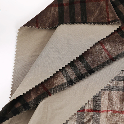 Gevormde het Fluweelstof 240gsm van de koffiekleur Plaid voor Pillowslip-Gordijnbroek