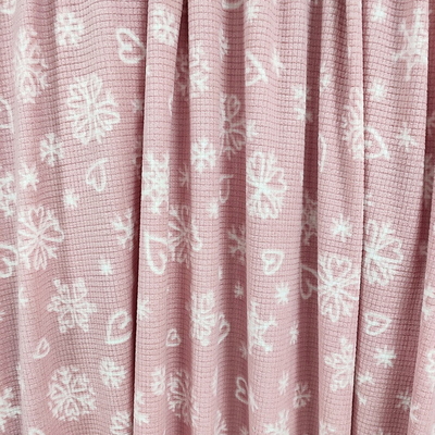 De zachte Jacquard drukte Roze Micro- Polaire Stof 160gsm
