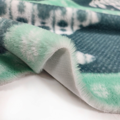 Het gedrukte Groene Valse Bont Materiële 330gsm 150D van de Konijnpluche